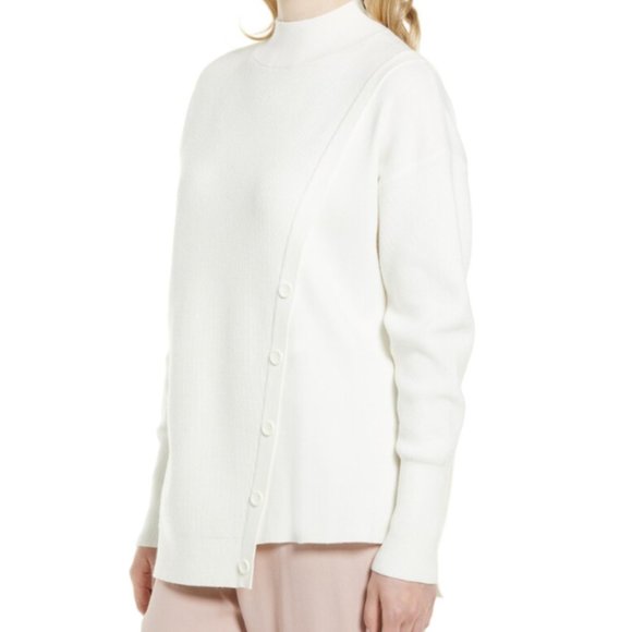 HALOGEN Mock Neck Stitch Mix Sweater - Picture 3 of 5